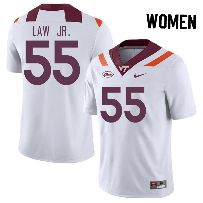 Women #55 Lemar Law Jr. Virginia Tech Hokies College Football Jerseys Stitched Sale-White